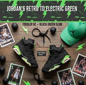Jordan 6 Retro TD Electric Green Toddler Size 6C